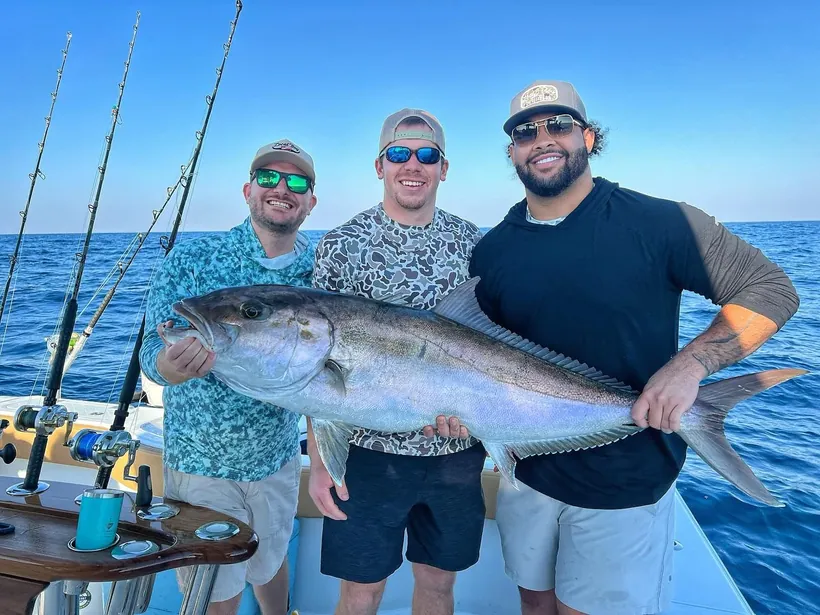 Anglers holding amberjack offshore of South Carolina